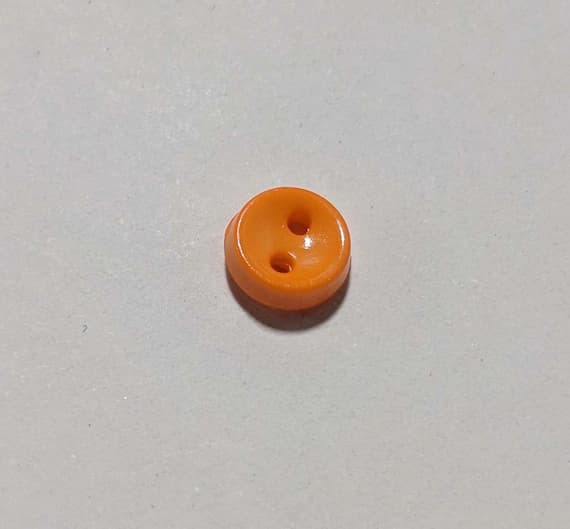 orange none - Orange Tiny Baby or Doll 2 Hole Plastic Button -7mm / 1/4 inch - Dill Buttons -Set of 6