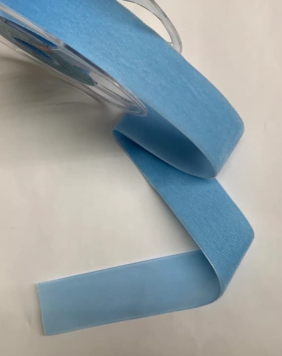 blue none - French VELVET Ribbon BABY BLUE by the yard 7/8 inch wide