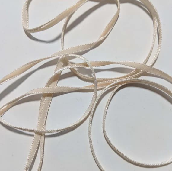 ivory none - French VELVET Ribbon IVORY by the yard 3/16 inch