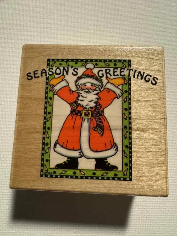 none - 2.25"X2.25" Mary Engelbreit/ Father Christmas Wood Mounted Rubber stamp. Item#652F By: All Night Media.