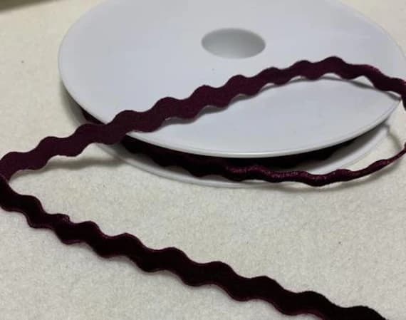 maroon none - Maroon Velvet Rick Rack Trim Made in France 3/8"