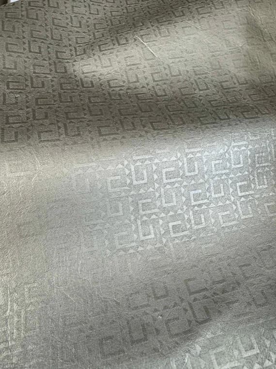 silver leather - Metallic Silver Greek Key Geometric Cow Hide Leather Hide 10 Square Feet