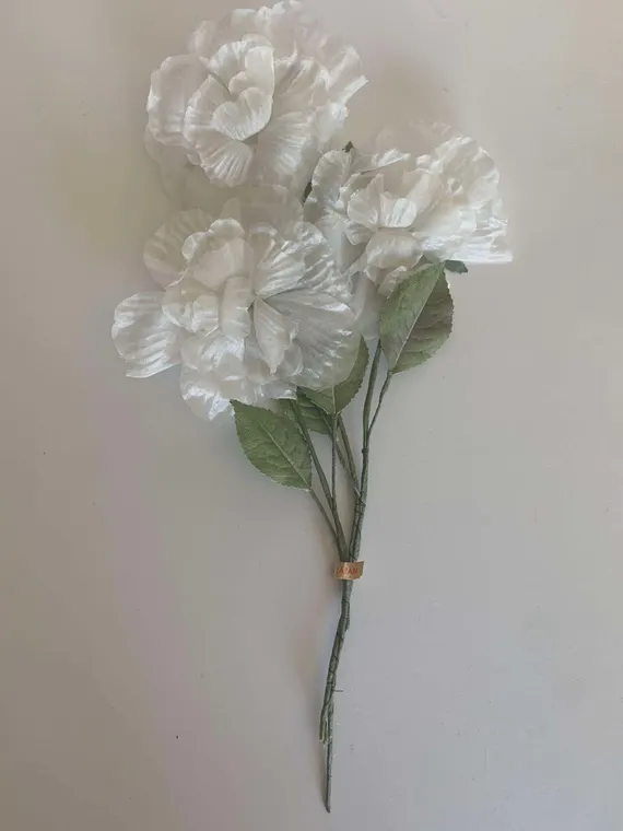 white fabric - White English Rose Cluster - Vintage Millinery Floral Made in Japan