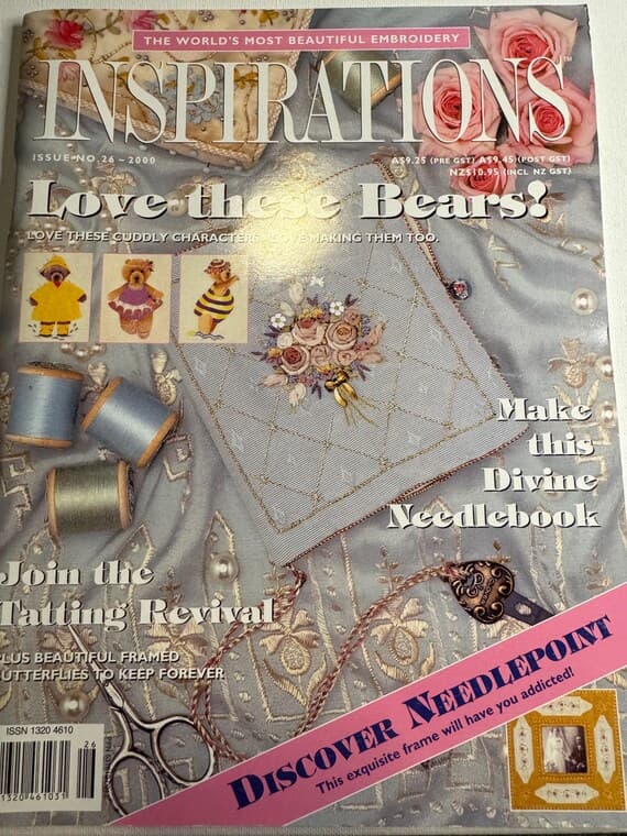 none - 2000 Inspirations magazine Issue No. 26 patterns for needlebook; tatting; butterflies; teddy bears