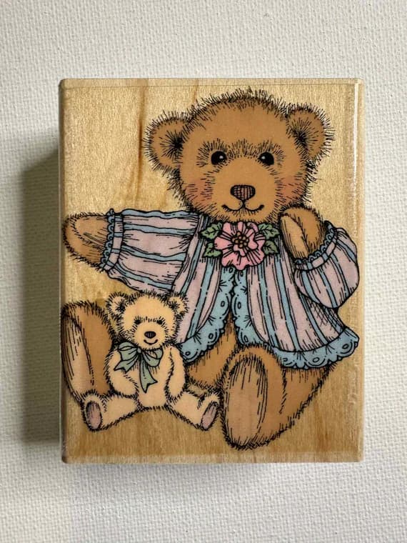 none - 2-1/8"x2-5/8" 1995 Limited Edition Fashioned Bear With Cub. Item # L979 By: Hero Arts