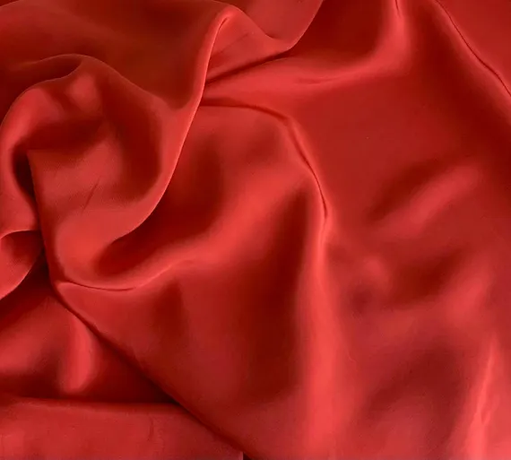 coral crepe fabric - Red Coral - 16mm Silk Crepe de Chine Fabric