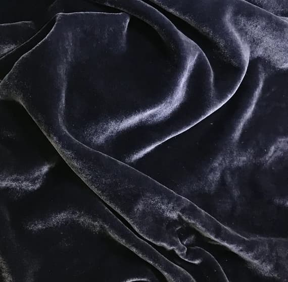 velvet fabric - DARK MIDNIGHT Hand Dyed Silk Velvet Fabric