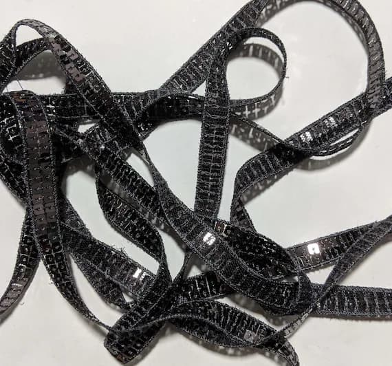 gray none - PEWTER GRAY French Metallic Double Row Sequin Ribbon (10mm/ 3/8" wide)