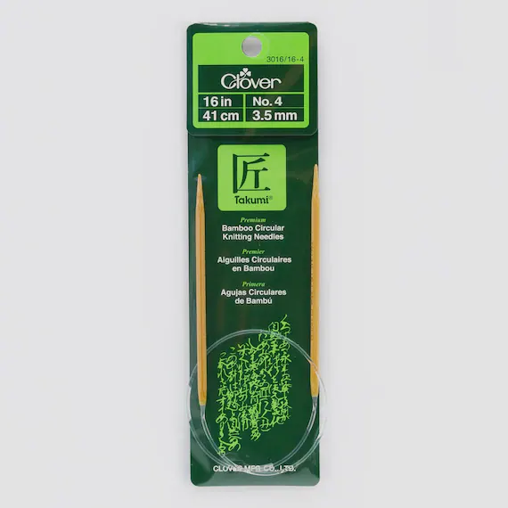 none - Clover Needlecraft Takumi Bamboo 16" Circular Knitting Needles size 4 (3.50mm)