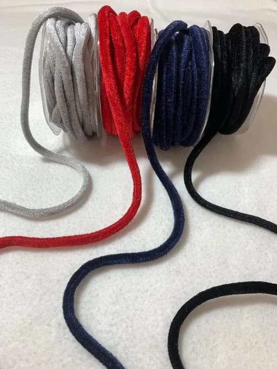 none - Velvet Cord Trim Velour Made in France 1/4" (4 Colors to choose from) (3 yards)