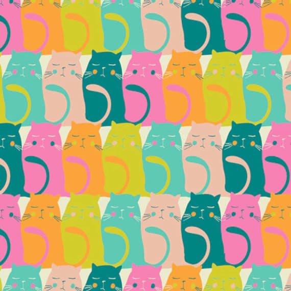 cotton fabric - Oh; Meow! - Catitude Snooze - Art Gallery Premium Cotton Fabric