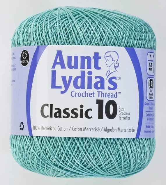 aqua none - Coats Aunt Lydia's Crochet Cotton Thread Classic Size 10; Aqua (154-450) 350 Yards