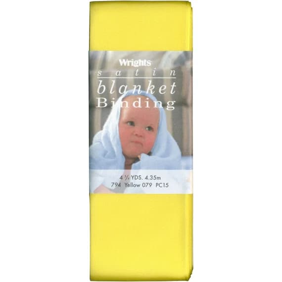 yellow satin fabric - Yellow Wrights Single Fold Satin Blanket Binding; 2 by 4-3/4-Yard