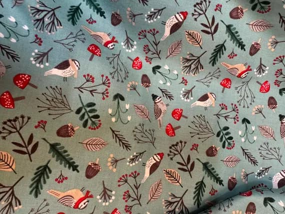 teal cotton fabric - Dreaming of Snow Birds in Scarves Teal - Clothworks by Rebecca Jones Cotton Fabric