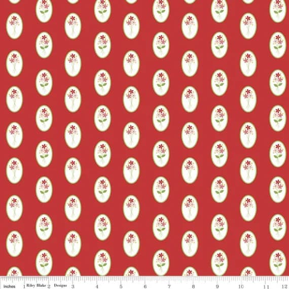red cotton fabric - Vintage Adventure Cameo Red - Riley Blake Cotton Fabric