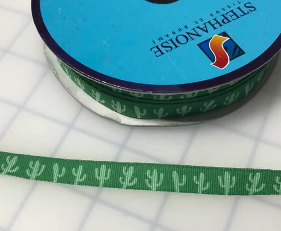 green none - Green Cactus Grosgrain Ribbon Trim 3/8" Made in France (3 yards)