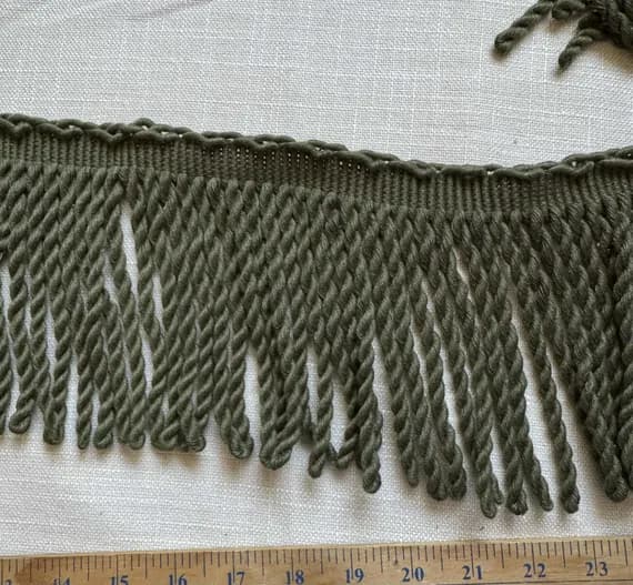 olive none - Vintage Olive Green 6" Bullion Tassel Fringe Matte -by the yard-