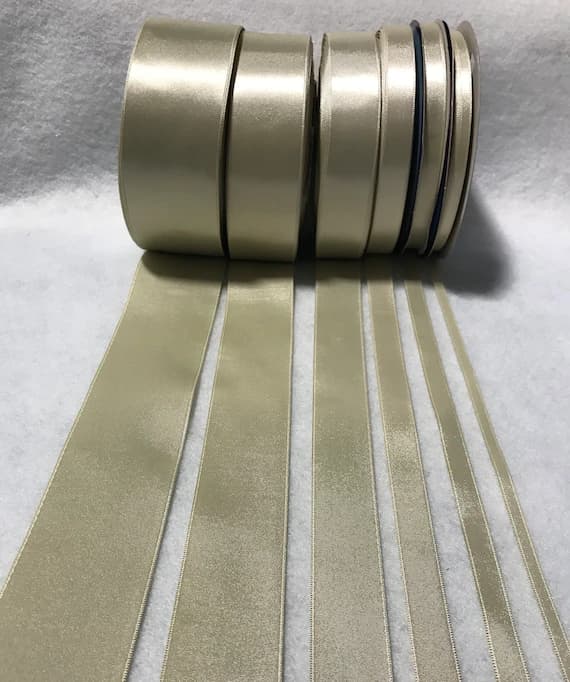 taupe none - Taupe Double Sided Satin Ribbon - Made in France (6 Widths to choose from)