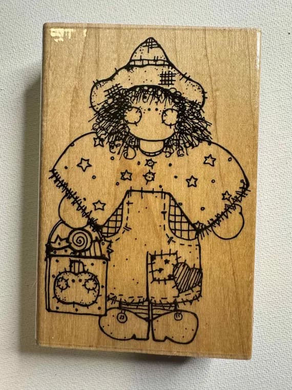 none - 3"x4.5" Miss October Wood Mounted Rubber stamp. Item# S164 By: D.O.T.S