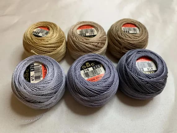 gray none - lot of 6 DMC 116 8 Perle Cotton Thread Balls; Size 8 new Gray and Brown #4