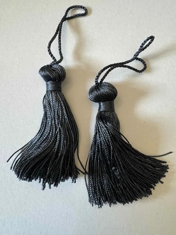blue none - French Blue 3" Bell Tassel Fringe Vintage New by Conso Set of 2
