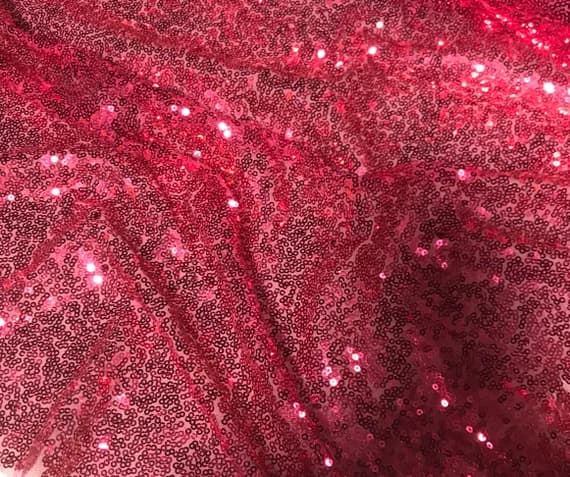 pink sequin - Raspberry Pink - Sequin Spangle Sewn on Mesh Fabric