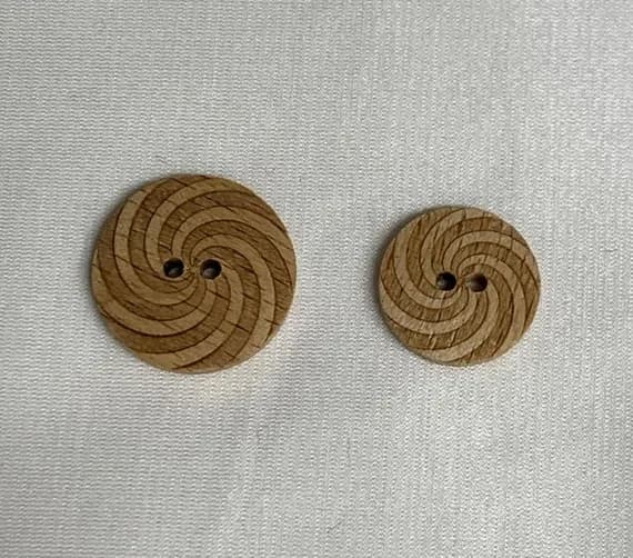 none - Swirl Wood Round Button - Dill Buttons Brand - Set of 2 (2 Sizes to Choose From)