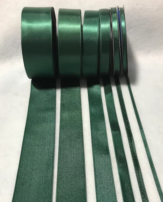 forest none - Forest Green Double Sided Satin Ribbon - Made in France (7 Widths to choose from)