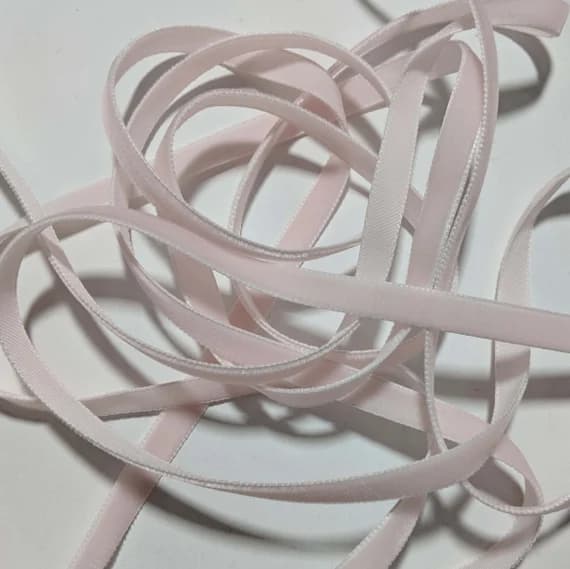 blush none - French VELVET Ribbon BLUSH PINK by the yard 3/8 inch