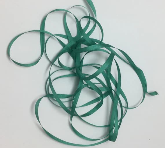 emerald none - YLI #64 Pure Silk Embroidery Ribbon Emerald Green 4mm 1/8" wide Japan -3 yards-