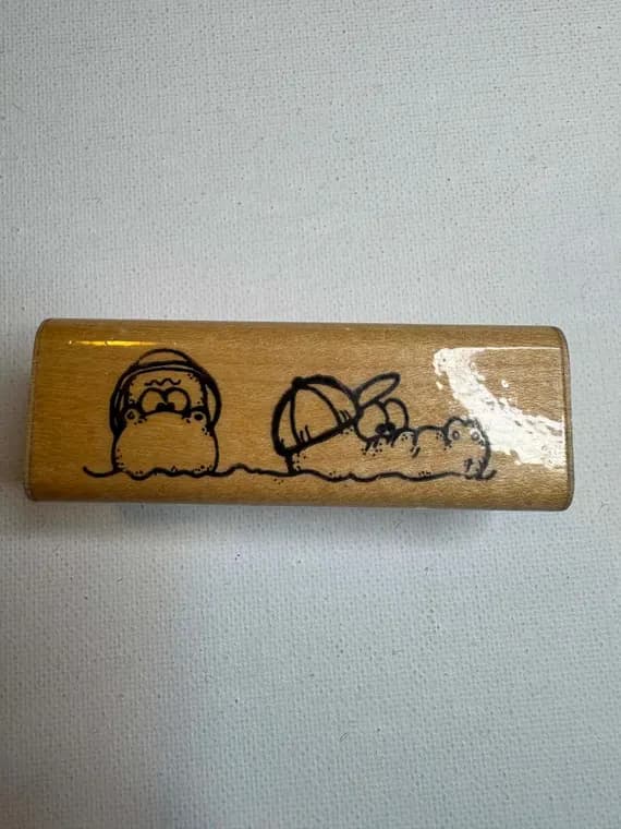 none - 1"x3" Crocs Down Under Wood Mounted Rubber stamp (K143) By D.O.T.S