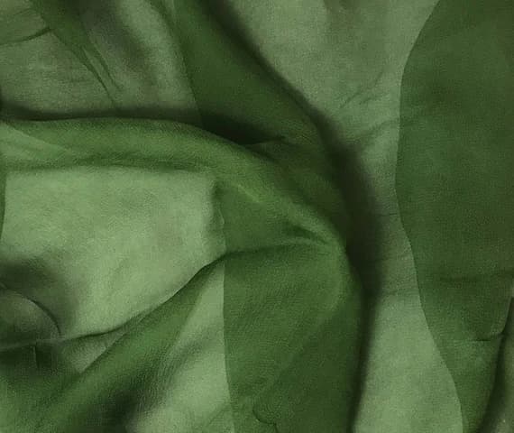 green chiffon fabric - Hand Dyed SPINACH GREEN - Silk Gauze Chiffon Fabric