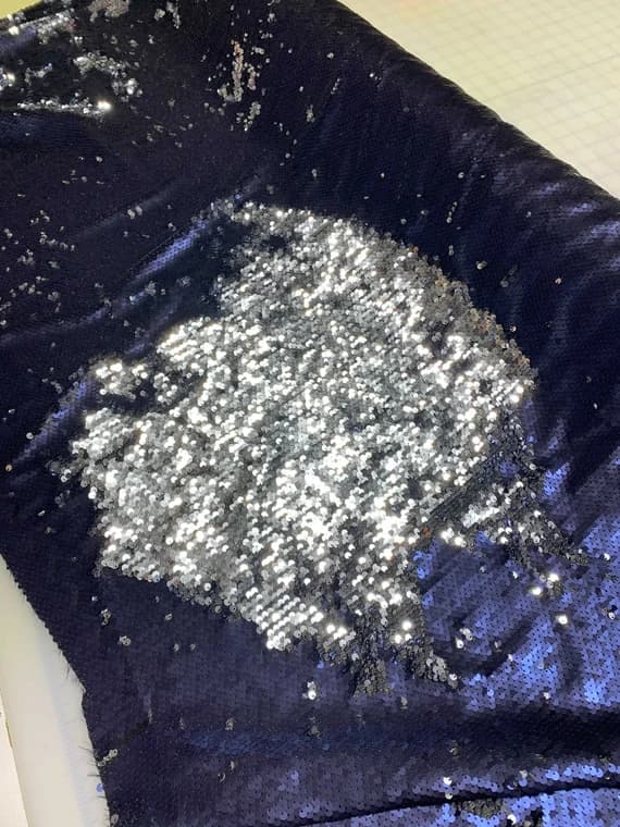 navy sequin - Navy Silver Oil Slick - Reversible Sequin Fabric
