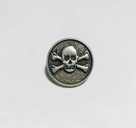 none - Gunmetal Skull & Crossbones Metal Button - 20mm / 3/4" - Dill Buttons Brand - set of 2 buttons