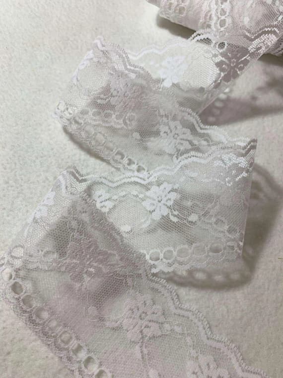 white lace - Vintage Wide Floral Border Lace Trim White 2.5" wide x 2 Yards