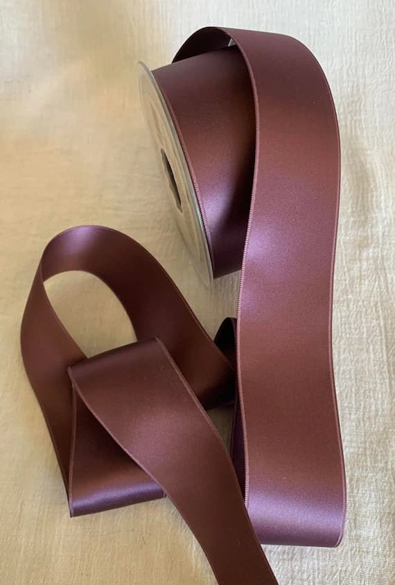 plum none - Dusty Plum Swiss Satin Double Face Ribbon - 1.5" wide - 3.25 Yards - Made in Switzerland