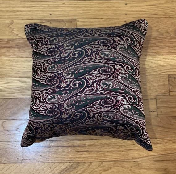 gold brocade fabric - Silk Brocade Pillow Cover - Black; Maroon & Gold PAISLEY - Handmade