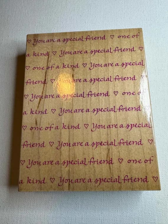 none - 4"x4.75" 1998 Special Friend Word All Over Print Wood Mounted Rubber Stamp (S1407) By Hero Arts