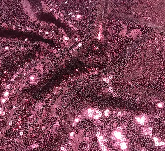 burgundy sequin - Burgundy Red - Sequin Spangle Sewn on Mesh Fabric