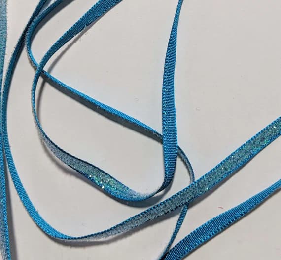 turquoise none - French VELVET Ribbon Lurex Metallic IRIDESCENT TURQUOISE 2 yards x 5mm 1/4 inch