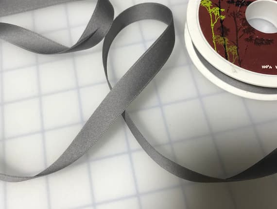 gray none - Smoke Gray Satin 100% COTTON Ribbon 5/8" wide-2 yards