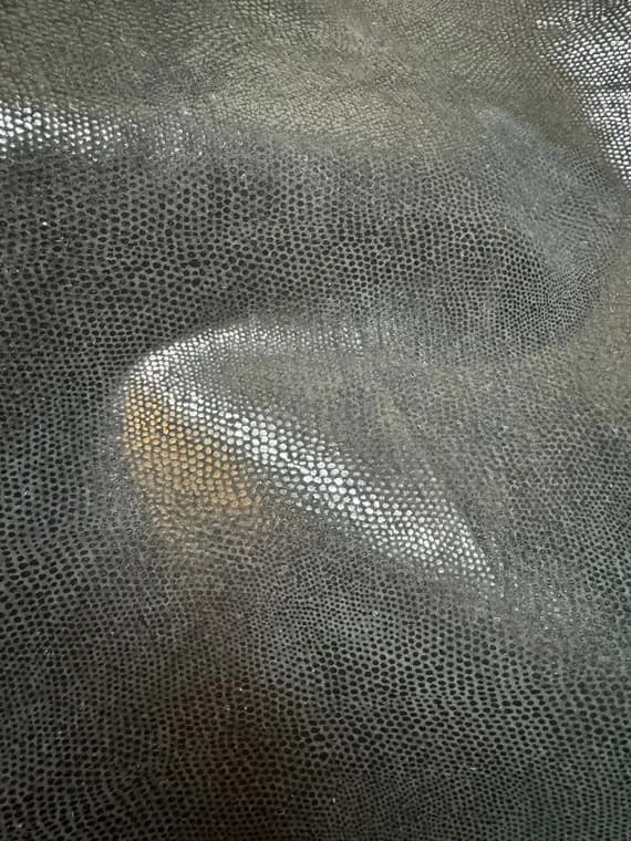black leather - Black Metallic Snakeskin Reptile - Lambskin Leather Hide 5 Square Feet