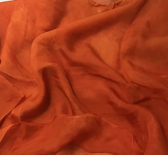 orange chiffon fabric - Hand Dyed TANGERINE ORANGE Soft Silk Organza Fabric - 54" wide