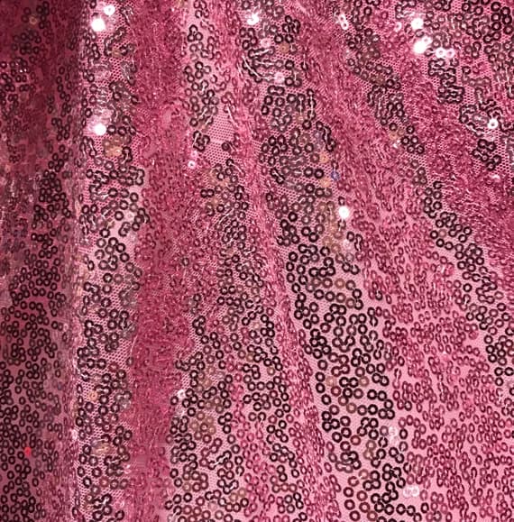pink sequin - Pink - Sequin Spangle Sewn on Mesh Fabric