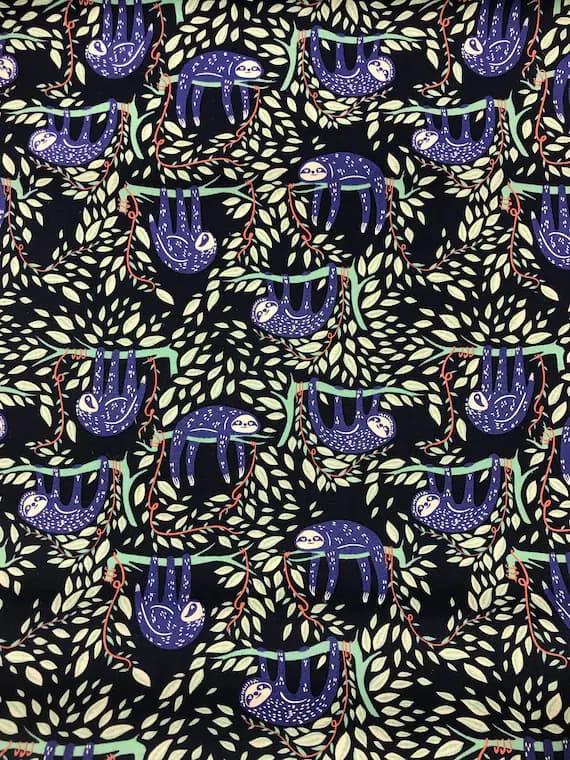 cotton fabric - Swaying Sloths Serene - Selva - Art Gallery Premium Cotton Fabric