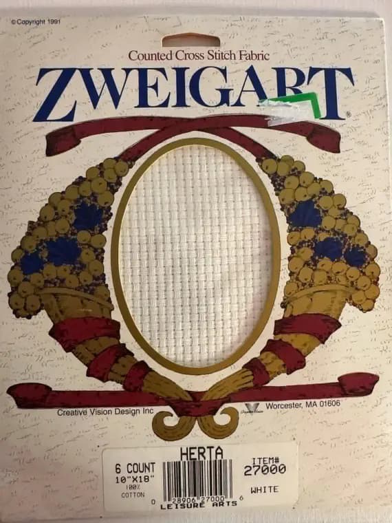 white cotton fabric - Zweigart Counted Cross Stitch Cotton Fabric Aida; 10"x18"; White; 6 Count