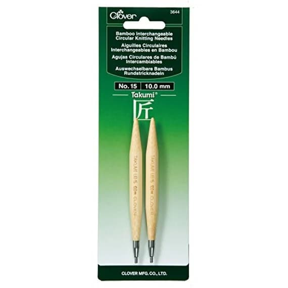 none - Clover Needlecraft Takumi Bamboo Interchangeable Circular Knitting Needles size 15/10.0mm