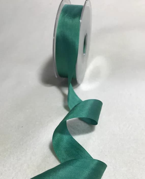 forest none - Forest Green 25mm/1" Pure Silk Ribbon - Made in France