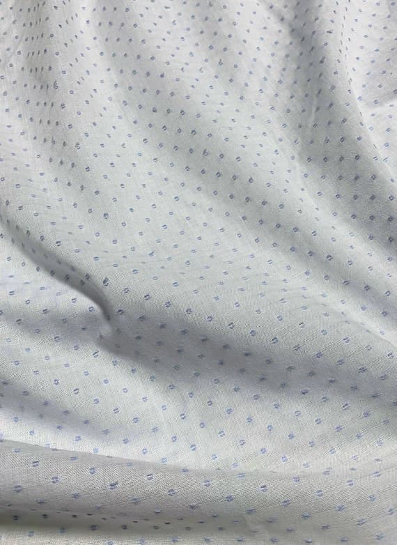 blue cotton fabric - Blue Imperial Poly Cotton Old Fashioned Dotted Swiss - Spechler-Vogel Fabric