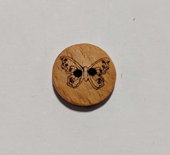 none - Butterfly on Wood Button - 15mm / 5/8" - Dill Buttons